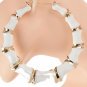 White and Gold Bamboo Door Knocker Earrings 3.5" Trendy Round Large Hoop Jewelry