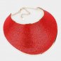 Siam Red Rhinestone Wide Armor Collar Necklace Chain Statement Fashion Jewelry