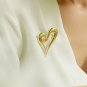 Gold Leaning Heart Brooch Pin Metal Pendant Fashion Statement Accessories Hollow