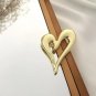 Gold Leaning Heart Brooch Pin Metal Pendant Fashion Statement Accessories Hollow