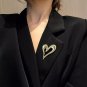 Gold Leaning Heart Brooch Pin Metal Pendant Fashion Statement Accessories Hollow