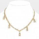 Gold Teddy Bear Charm Pendants Cute Girls Dangling Metal Chain Necklace Jewelry
