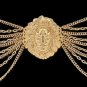 Gold Lionhead Medallion Chain Link Pendant Belt Metal Layered Fashion Statement