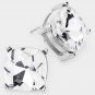 Rhodium Silver Square Stud Fashion Jewelry Earrings Trendy Statement Accessory