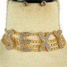 Gold SEXY Worded Crystal Choker Trendy Chain Set Bling Rhinestone
