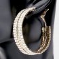 Gold Rhinestone Crystal 2" Round Hoop Earrings Circle Trendy Cute