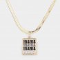 Black Gold MAMA Rectangle Pendant Necklace Jewelry Metal Statement Message Chain