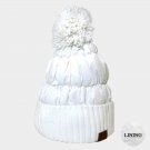 White Fur Pom Pom Style Winter Beanie Hat Fashion Statement Accessories