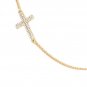 Gold Sideways Cross Pendant Necklace Chain Rhinestone Trend Statement Jewelry