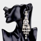 Gold Dangle Earrings Rhinestone Pave Crystal Chandelier Statement Jewelry
