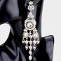 Gold Dangle Earrings Rhinestone Pave Crystal Chandelier Statement Jewelry