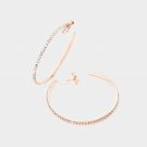 Rhinestone Rose Gold Clip On Hoop Earrings 2.5 Fashion Statement Accessories