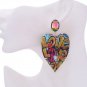 Heart Shaped Crystal Graffiti Dangle Earrings Cute