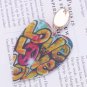 Heart Shaped Crystal Graffiti Dangle Earrings Cute