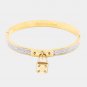 Gold Stainless Steel Metal Lock FOREVER LOVE Crystal Bangle Evening Bracelet