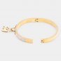 Gold Stainless Steel Metal Lock FOREVER LOVE Crystal Bangle Evening Bracelet