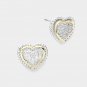 Silver Two Tone Heart Cubic Zirconia Stud Earrings Gold Fashion Accessories