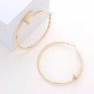Gold Nail Screw Shaped 3 Inch Hoop Earrings Rhinestone Fashion Statement Jewelry