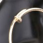 Gold Nail Screw Shaped 3 Inch Hoop Earrings Rhinestone Fashion Statement Jewelry