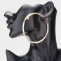 Gold Nail Screw Shaped 3 Inch Hoop Earrings Rhinestone Fashion Statement Jewelry