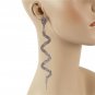 Trendy Rhinestone Crystal Long Silver Snake Bite Dangle Earrings