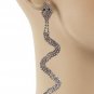 Trendy Rhinestone Crystal Long Silver Snake Bite Dangle Earrings