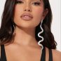 Trendy Rhinestone Crystal Long Silver Snake Bite Dangle Earrings