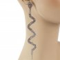 Trendy Rhinestone Crystal Long Silver Snake Bite Dangle Earrings
