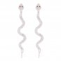 Trendy Rhinestone Crystal Long Silver Snake Bite Dangle Earrings