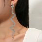 Trendy Rhinestone Crystal Long Silver Snake Bite Dangle Earrings