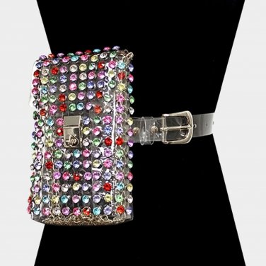 Colorful Crystal Stud Clear FannyPack Waist Belt Purse Bag Fanny