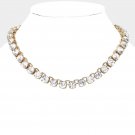 Gold Crystal Tennis Necklace Chain 18" Sexy Bling Cute Fashion Statement Jewelry