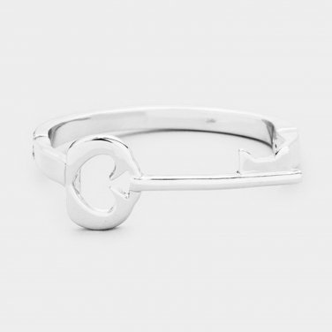 Silver Spade Key Metal Bangle Magnetic Bracelet Fashion Statement Jewelry