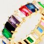 Colorful Gold Size 9 Baguette Crystal Cocktail Ring Fashion Statement Jewelry