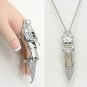 Silver Spiked Tip Finger Nail Metal Warrior Crystal Claw Ring
