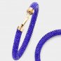 Gold Blue Stone Detail 2.5" Rhinestone Hoop Crystal Pave Round Bling Sparkling