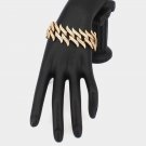 Gold Chunky Spiked Cuban Chain Link Bracelet Metal Thick Bold Crystal Jewelry