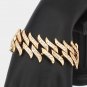 Gold Chunky Spiked Cuban Chain Link Bracelet Metal Thick Bold Crystal Jewelry