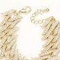 Gold Chunky Spiked Cuban Chain Link Bracelet Metal Thick Bold Crystal Jewelry