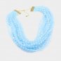 Blue Multi Chain Bead Necklace and Earrings Set Layered Strand