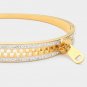 Gold Stainless Steel Metal Zipper Hinged Crystal Bangle Bracelet Statement