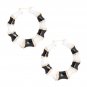 Black and White Bamboo Door Knocker Earrings Round Hoop Large Trendy Jewelry
