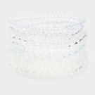 Clear Beaded 9 Piece Stacked Stretch Bracelets Statement Jewelry Accessories