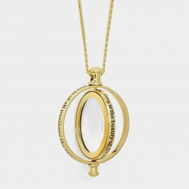 Long Gold Revolving Magnifying Glass Pendant Necklace Chain Statement Jewelry