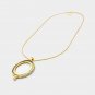 Long Gold Revolving Magnifying Glass Pendant Necklace Chain Statement Jewelry