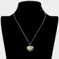Silver Plated Double Heart Charm Pendant Necklace Two Tone Statement Jewelry