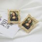 Mona Lisa Painting in Frame Colorful Stud Earrings Fashion Statement Jewelry