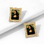Mona Lisa Painting in Frame Colorful Stud Earrings Fashion Statement Jewelry