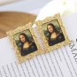 Mona Lisa Painting in Frame Colorful Stud Earrings Fashion Statement Jewelry