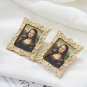 Mona Lisa Painting in Frame Colorful Stud Earrings Fashion Statement Jewelry